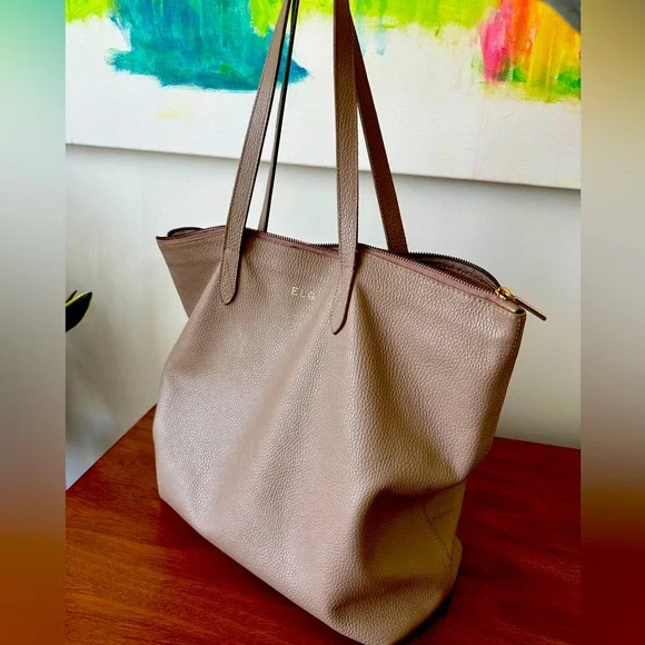 Cuyana Tote Stone Women's Small Structured Leather Tote Bag In